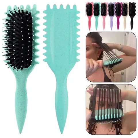 Wheat Straw Boar Bristle Air Cushion Hair Brush Scalp Massage Detangling Curling Styling Comb Multi Color Hair Care Tool