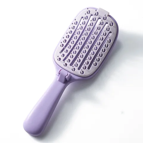 Portable Foldable Hair Comb Self Cleaning Scalp Massage Brush Hollow Design Travel Hair Styling Tool For Women