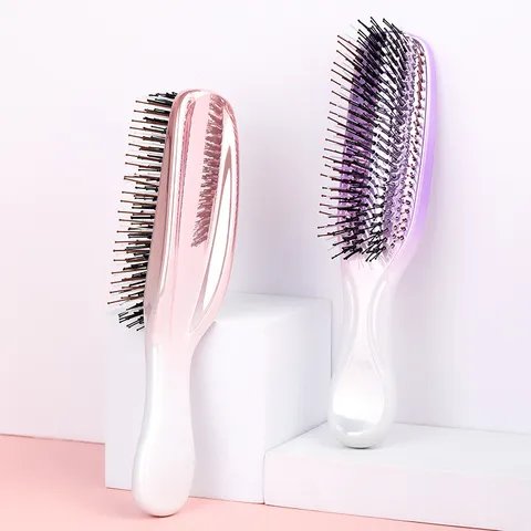 Brosse à Cheveux Démêlante Électroplaquée Peigne de Massage du Cuir Chevelu Outil de Soin Capillaire Humide et Sec pour Femmes