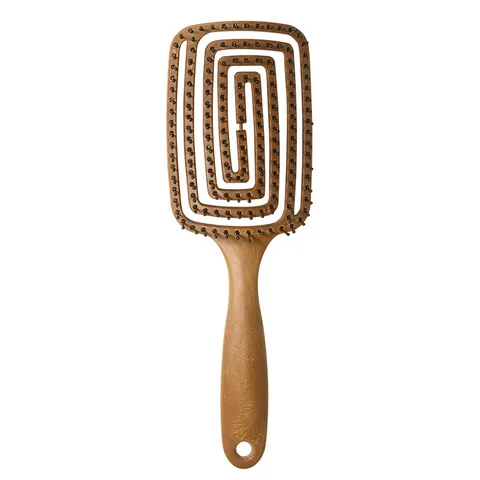 Hollow Massage Hair Brush TPE Wood Grain Cushion Comb Anti-Static Detangling Hairbrush For Women Long Hair Salon Tool