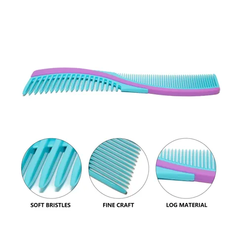 S Shaped Plastic Hair Comb Double Sided Fine And Wide Tooth Detangling Hairbrush For Salon And Daily Use