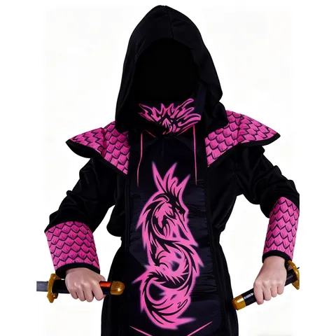Costume de Ninja pour Enfants Jeu de Rôle Haut à Capuche Pantalon Masque Ensemble pour Fête d'Halloween Noël Scène