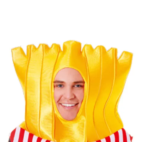 Novelty French Fries Food Costume For Adults Halloween Party Cosplay Stage Performance Jumpsuit With Headpiece Funny Outfit