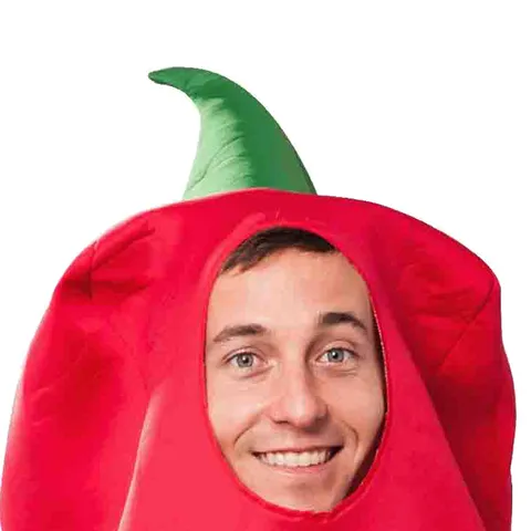 Adult Men Red Chili Costume Funny Food Cosplay Outfit Halloween Carnival Stage Performance Party Dress Up Apparel