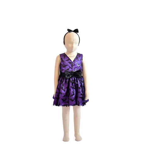 Kinder Halloween Cosplay Hexe Fledermaus Kleid Lila Mesh Ärmelloses Party Kostüm Für Mädchen Feiertag Festival Event