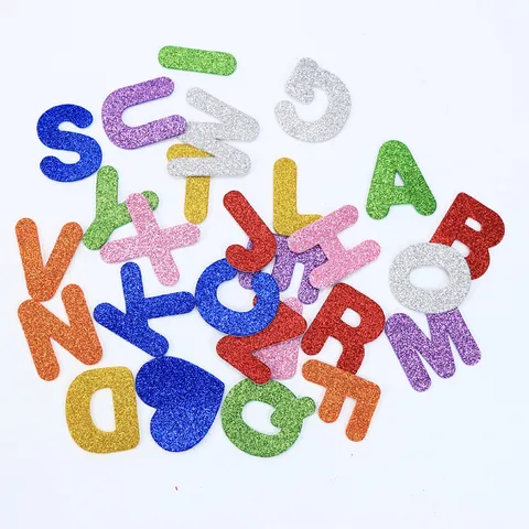 Kids DIY Glitter EVA Foam Letter Number Animal Stickers Colorful Craft Patch Educational Toys For Early Learning