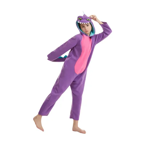 Kinder Dinosaurier Einteiler Pyjama Süßes Tier Cosplay Kostüm Mit Kapuze Fleece Nachtwäsche Für Jungen Und Mädchen Partykleidung