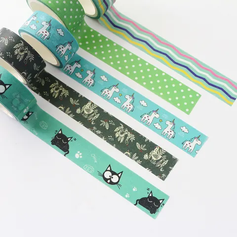 Decorative Washi Tape Set Colorful Cute Cartoon Printed Masking Tape For Journaling DIY Scrapbooking Craft Stationery