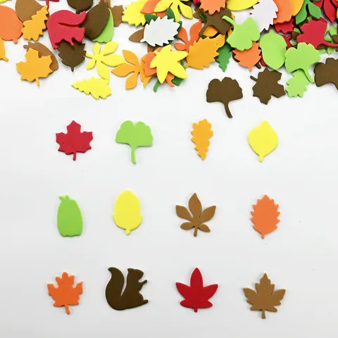 Children DIY Craft Foam Stickers Autumn Maple Leaf Mixed Colorful EVA Foam Stickers Preschool Educational Handmade Toys