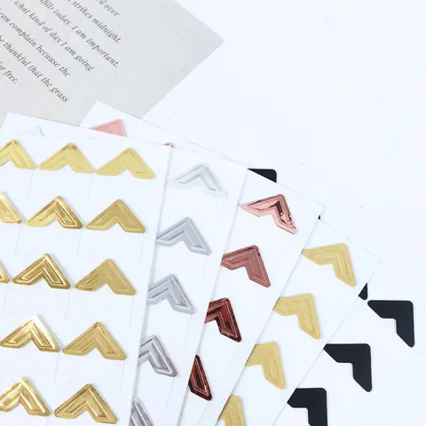 Vintage Paper Photo Corner Stickers DIY Scrapbook Picture Mounts Gold Silver Rose Black Kraft Self Adhesive Photo Corners