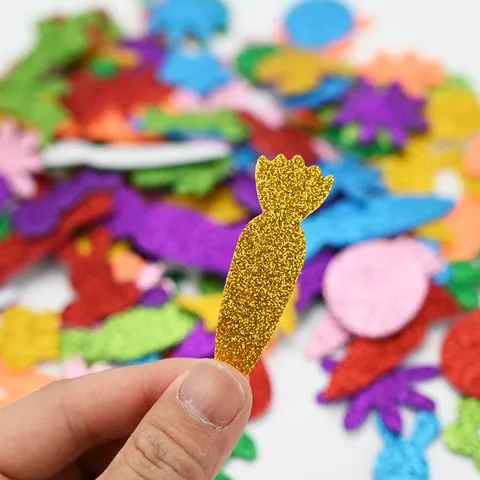 Kids DIY EVA Foam Glitter Stickers Easter Cartoon Animals Colorful Craft Stickers For Children Handmade Art Decor