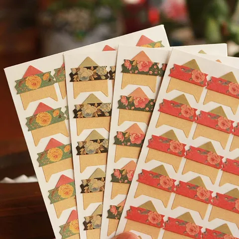 Vintage Floral Photo Corner Stickers Republic Of China Retro Style Kraft Paper DIY Picture Corners For Scrapbook Album Decor