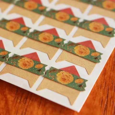 Vintage Floral Photo Corner Stickers Republic Of China Retro Style Kraft Paper DIY Picture Corners For Scrapbook Album Decor