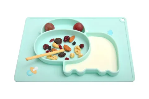 Baby Silicone Divided Dinner Plate Cartoon Calf Infant Food Supplement Partition Tableware