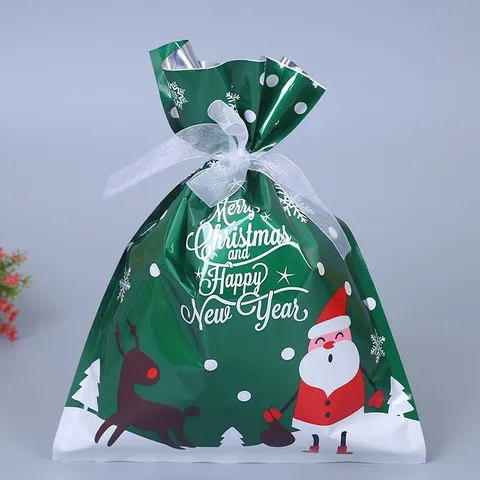 Weihnachten Kordelzug Geschenktüte Laser Holografisch Süßigkeitenbeutel Weihnachtsmann Rentier Bedruckt Geschenkverpackung Beutel Für Feiertags Party Dekor