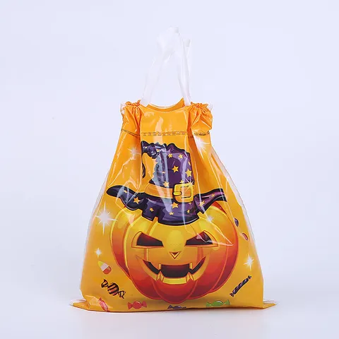 万圣节 Kunststoff Geschenktüte Karikatur Kürbis Hexe Kordelzug Süßigkeiten Tasche Mitgebsel Leckereien Tasche Für Fest Thema Party Zubehör
