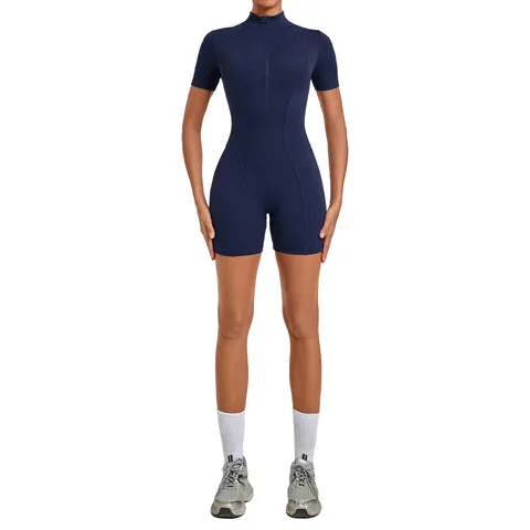 Mameluco de Yoga de Manga Corta para Mujer Ajustado Cepillado Deportivo Top And Bottom Ropa Deportiva Fitness Gym Romper