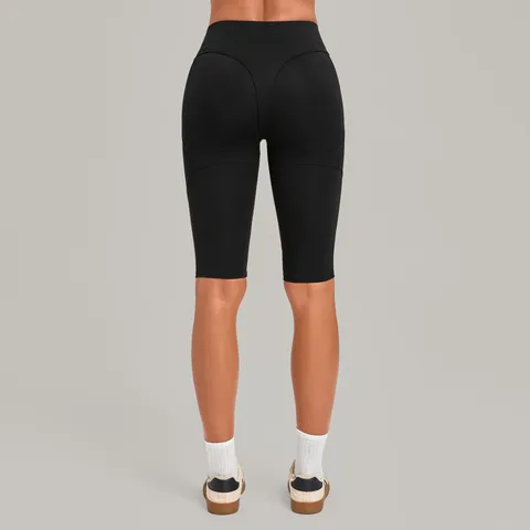 Women High Waist Tummy Control Sports Shorts Nylon Spandex Slim Fit Butt Lifting Knitted Workout Gym Yoga Running Bottom
