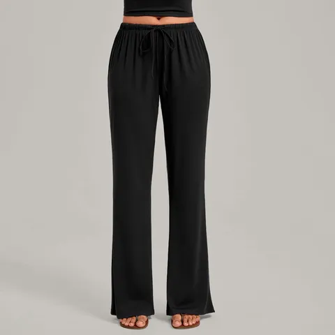Women's High Waist Wide Leg Yoga Pants Comfy Drape Straight Trousers Loose Drawstring Gym Fitness Workout Athletics Sweatpants