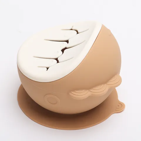 Baby Silicone Suction Bowl Infant Feeding Training Bowl With Anti Spill Leak Proof Lid Toddler Safe Tableware