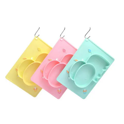 Baby Silicone Divided Dinner Plate Cartoon Calf Infant Food Supplement Partition Tableware