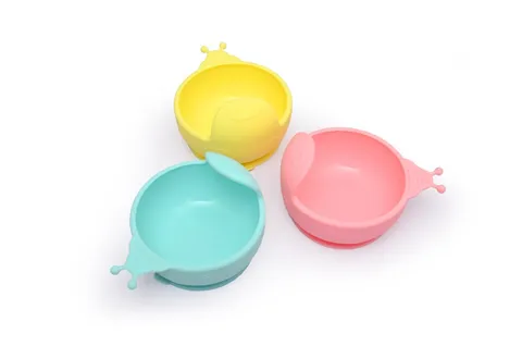 Baby Silicone Suction Bowl Cute Snail Shape Toddler Feeding Bowl Anti-Spill Infant Food Bowl Kitchen Tableware
