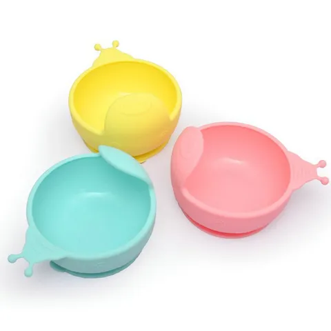 Baby Silicone Suction Bowl Cute Snail Shaped Anti Slip Anti Fall Toddler Feeding Tableware Infant Food Supplement Bowl