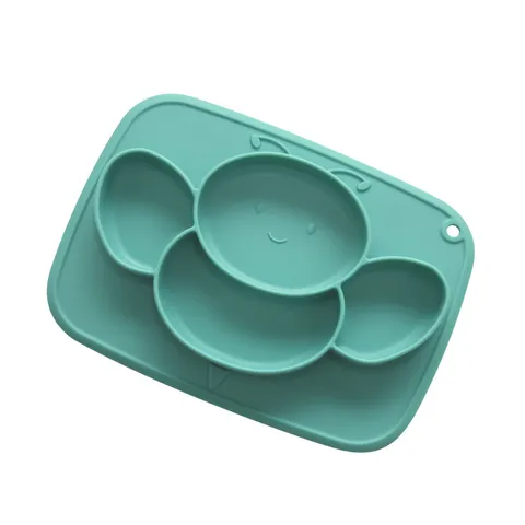 Baby Silicone Divided Suction Plate Cute Animal Shape Toddler Feeding Dish Safe Infant Food Bowl Kitchen Tableware