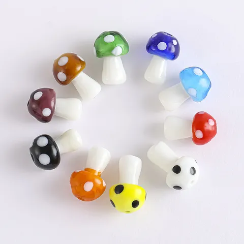 DIY Glas Pilz lose Perlen mehrfarbig süße Pflanzenform Charms Anhänger für handgemachte Armband Kette Schmuckherstellung