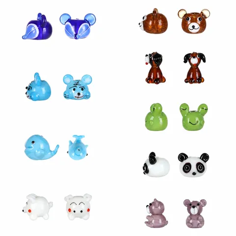 Handmade DIY Glazed Glass Animal Beads Cute Frog Panda Squirrel Loose Beads For Necklace Earring Jewelry Making