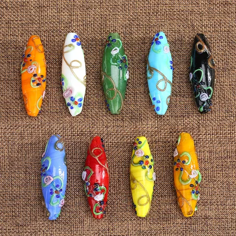 Handmade Glazed Glass Long Pendant Drum Shaped Beads For Diy Necklace Bracelet Jewelry Making Accessories