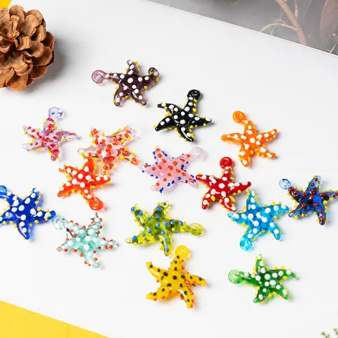 Handmade Colored Glaze Starfish Pendant Cartoon Starfish Hanging Ornament DIY Jewelry Accessories For Fish Tank Decor