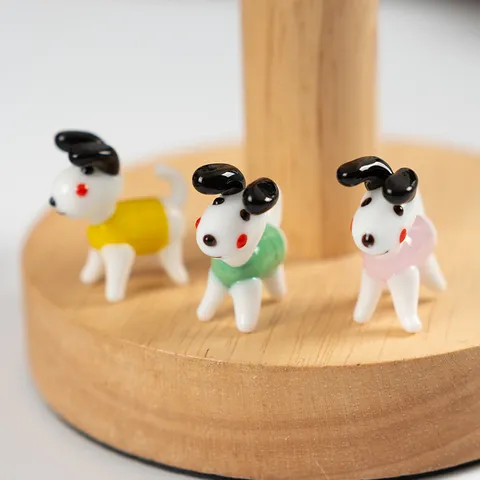Cute Glass Dog Figurine Miniature Animal Statue Desktop Ornament Colorful Glass Puppy Micro Landscape Home Decor