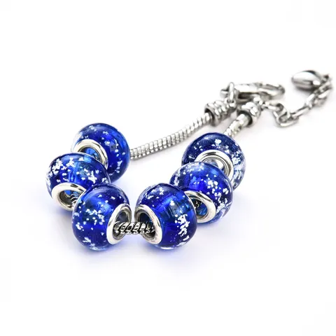 Classic Luminous Glass Charm Bracelet Snake Chain DIY Beaded Bracelet Crystal Faceted Beads Jewelry Gift For Women