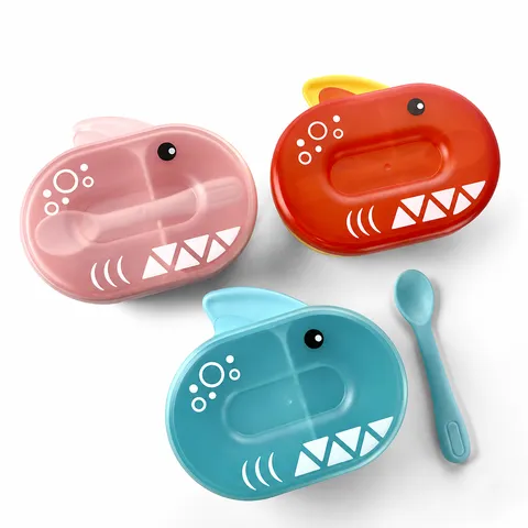 Portable Newborn Baby Partitioned Food Supplement Bowl Drop-Proof Infant Tableware Feeding Training Bowl Set