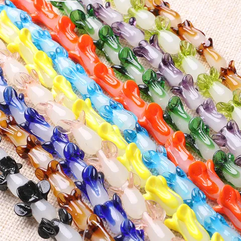 Handmade Glass Cabbage Beads Loose Beads DIY Bracelet Necklace Jewelry Making Accessories Craft Supplies