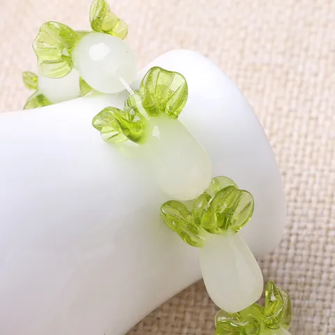 Handmade Glass Cabbage Beads Loose Beads DIY Bracelet Necklace Jewelry Making Accessories Craft Supplies