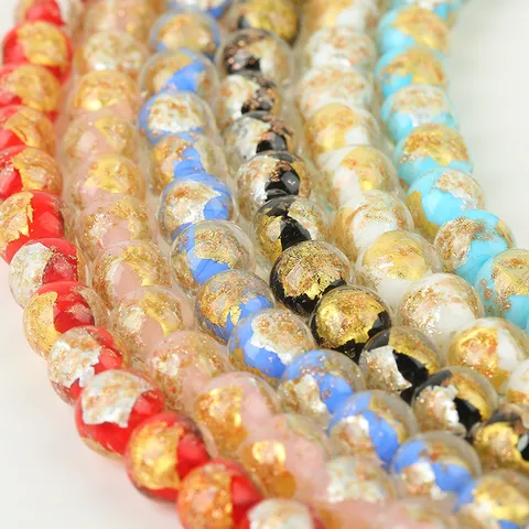 Half Gold Foil Half Silver Foil Luxury Glazed Glass Round Loose Beads DIY Handmade Jewelry Making Hairpin Earrings Accessories