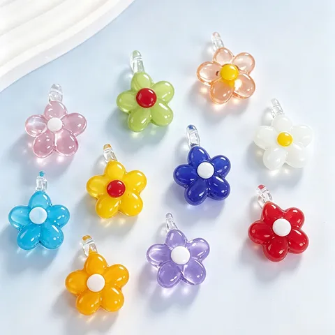 Colorful Glazed Glass Flower Pendant DIY Handmade Jewelry Accessories Charm Cute Floral Craft Material For Necklace