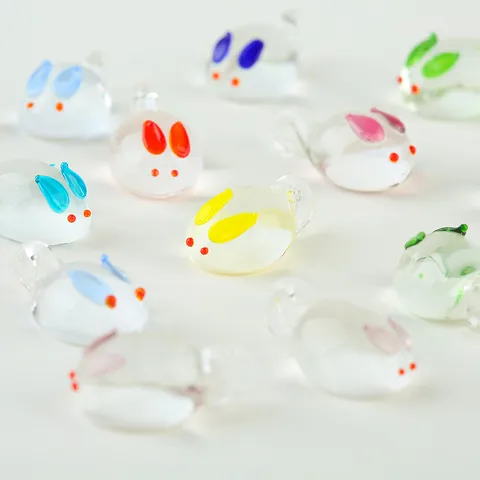 Cute Glass Rabbit Charms Pendant DIY Handmade Jewelry Accessories Animal Glass Beads For Craft Making Supplies