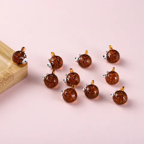 Handmade DIY Glass Beads Brown Bear Animal Loose Beads For Jewelry Making Necklace Bracelet Earrings Craft Accessories
