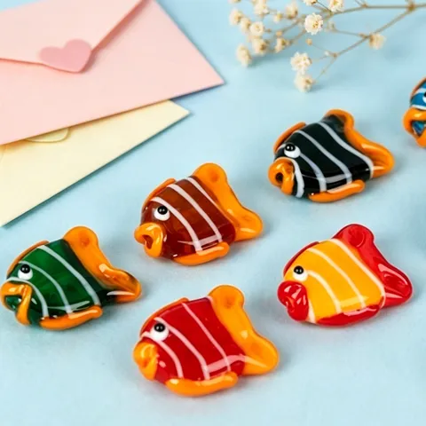 Handmade Glass Fish Beads Striped Little Fish Loose Beads For DIY Bracelet Necklace Phone Chain Pendant Jewelry Accessories