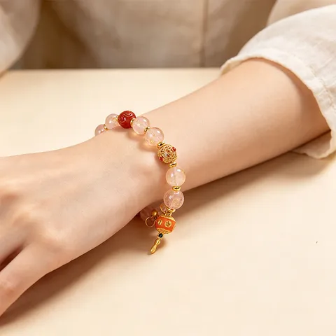 Tibetan Style Colored Glaze Beaded Bracelet Buddhist Scripture Mantra Charm Bracelet Meditation Jewelry Gift For Women