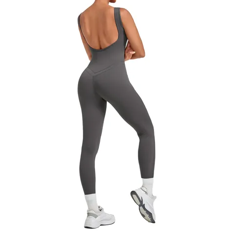 Women's Brushed Yoga Unitard Backless Jumpsuit One Piece Workout Bodysuit For Running Gym Fitness Athletic Sportswear Sexy Slim Fit active Suit