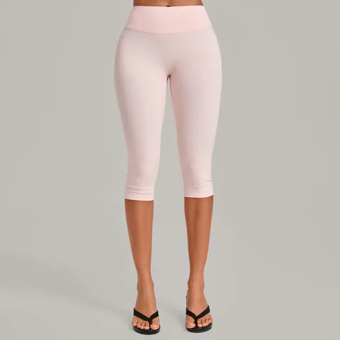 Women High Waist Tummy Control Yoga Capris Hip Lifting Running Fitness Shorts Nylon Spandex Tight Gym Activewear Leggings