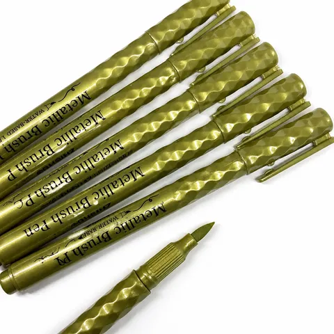 Metallic Brush Pen Silver Waterproof Calligraphy Marker Pen For Office School Drawing Art Writing Journaling