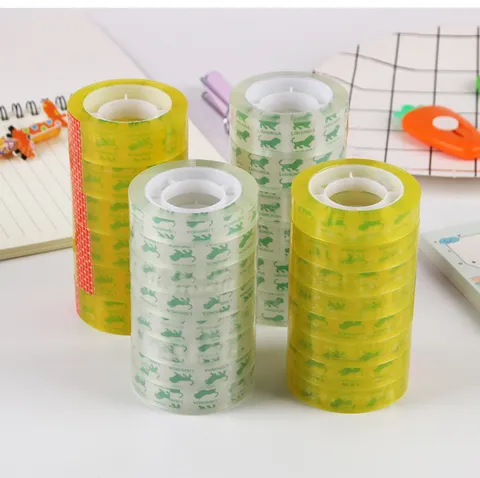 Transparent Stationery Tape Office Sealing Tape Clear Yellow Adhesive Packing Tape For Student School Office Use