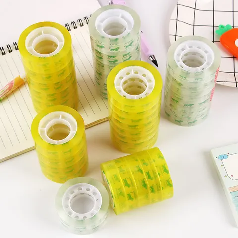 Transparent Stationery Tape Office Sealing Tape Clear Yellow Adhesive Packing Tape For Student School Office Use