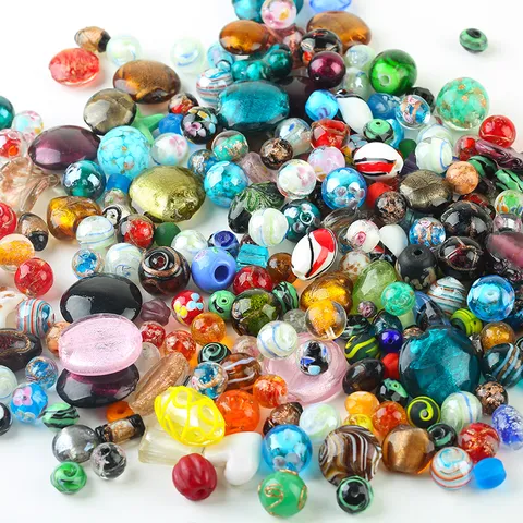 Colorful Mixed Glass Glazed Beads Assorted Shapes Floral Patterns DIY Loose Beads For Jewelry Making Craft Supplies