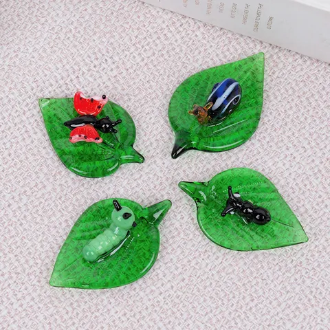 Glass Insect Desktop Ornament Creative Ladybug Ant Butterfly Snail Caterpillar Figurine Handcrafted Office Home Decor Gift